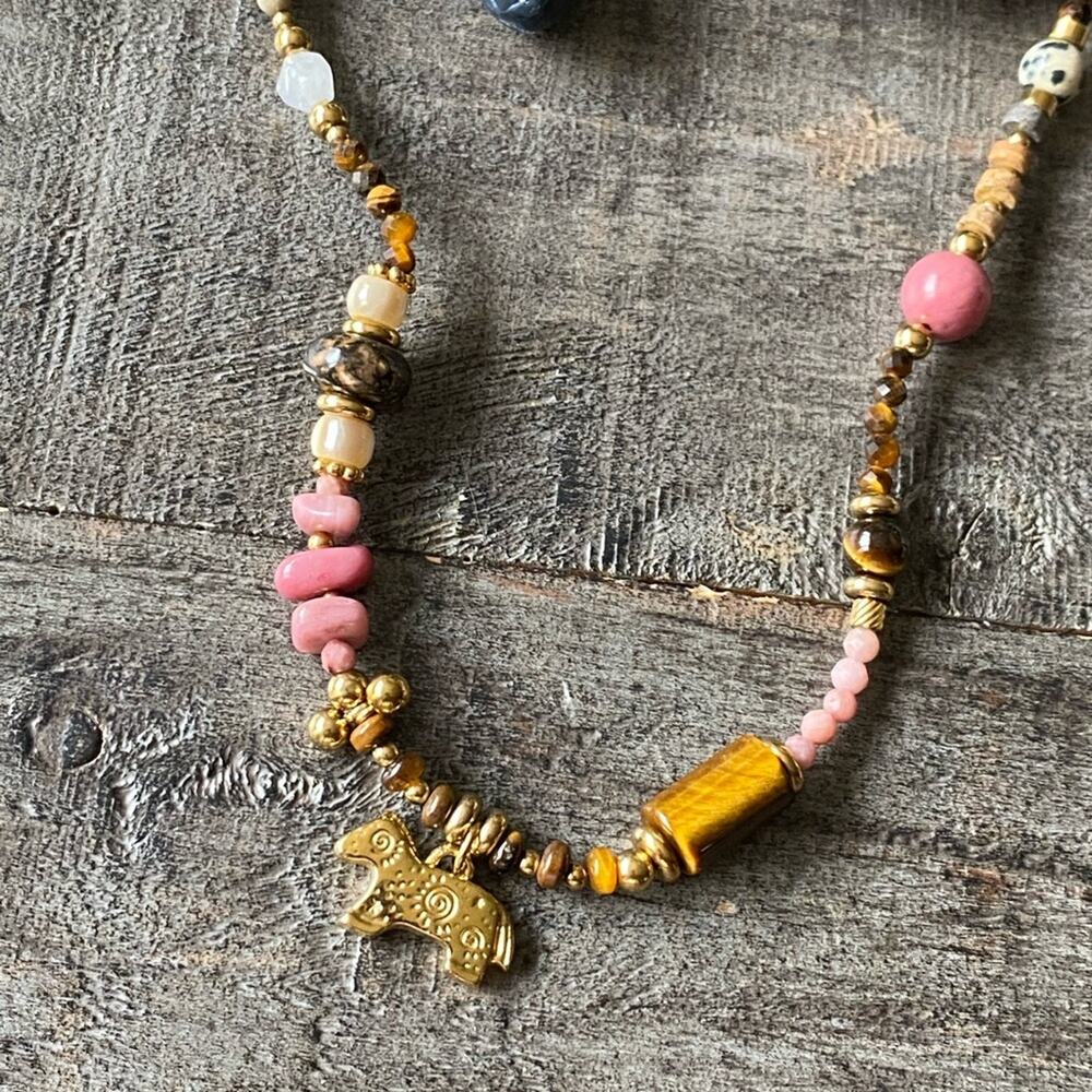 NEW Tiger Eye & Quartz Beaded Layering Necklace